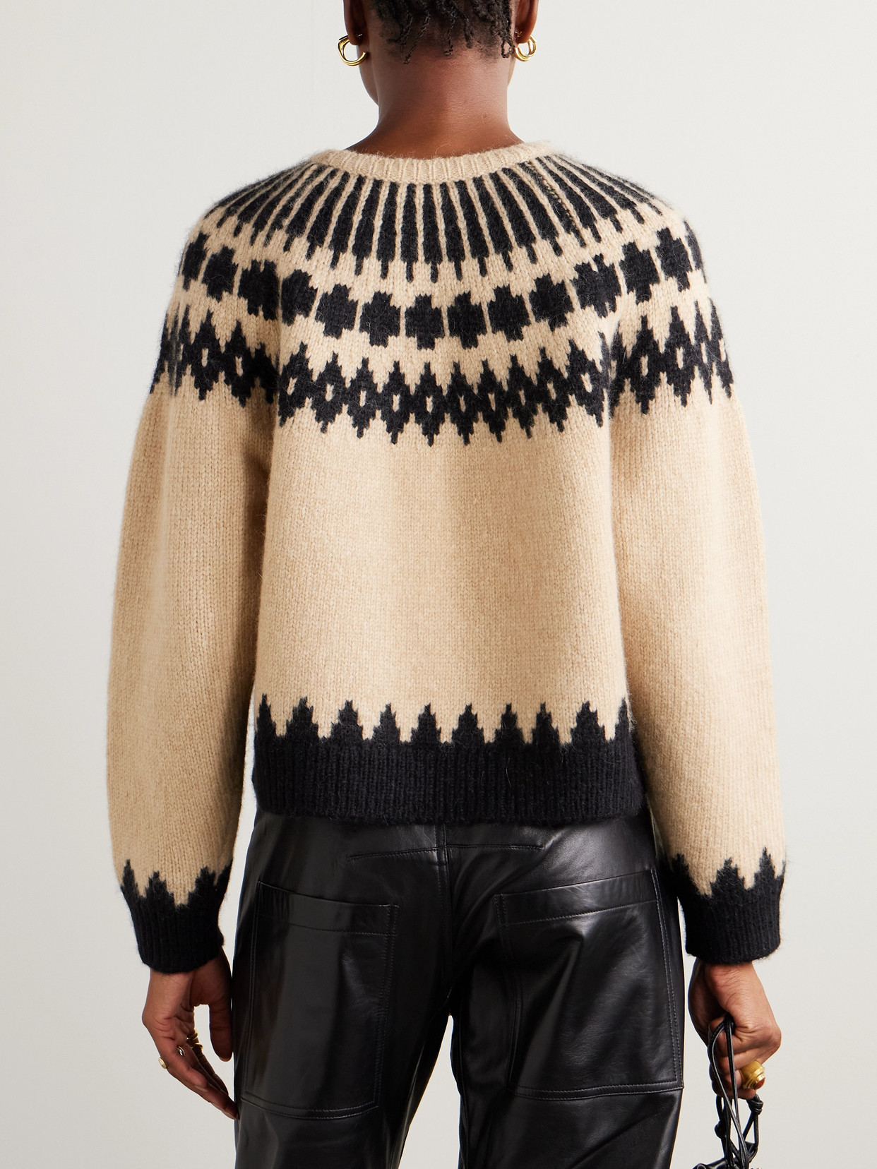 Nili Lotan Alena Alpaca Sweater Light Camel Fair Isle In Multi