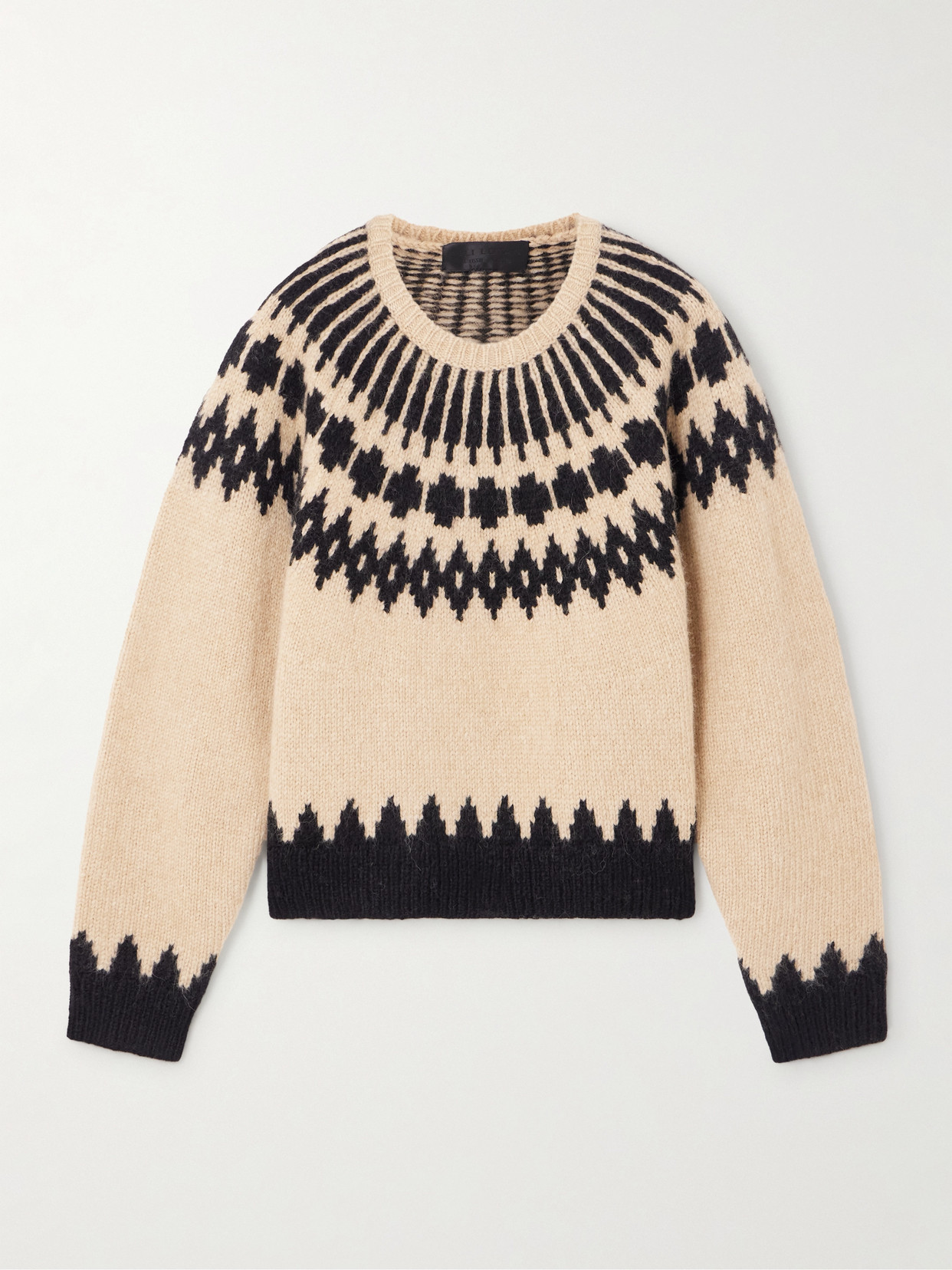 Nili Lotan Alena Fair Isle Alpaca-blend Sweater In Brown