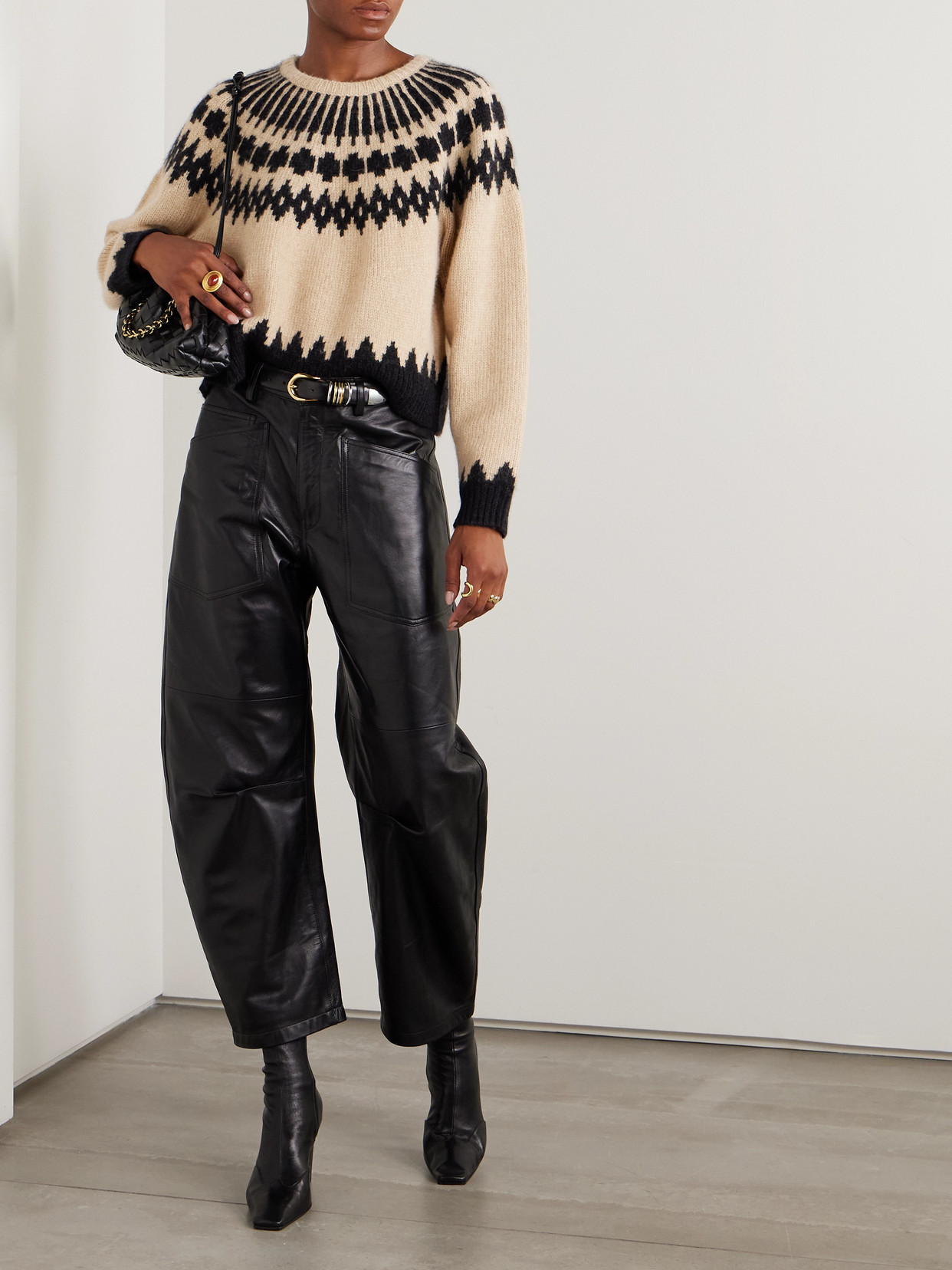 Nili Lotan Alena Alpaca Sweater Light Camel Fair Isle In Multi