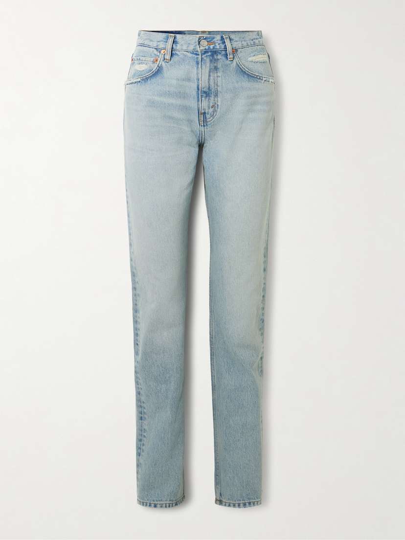 RE/DONE The Blondie Distressed High-rise Straight-leg Organic Jeans
