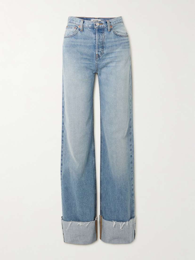 RE/DONE Distressed High-rise Wide-leg Jeans