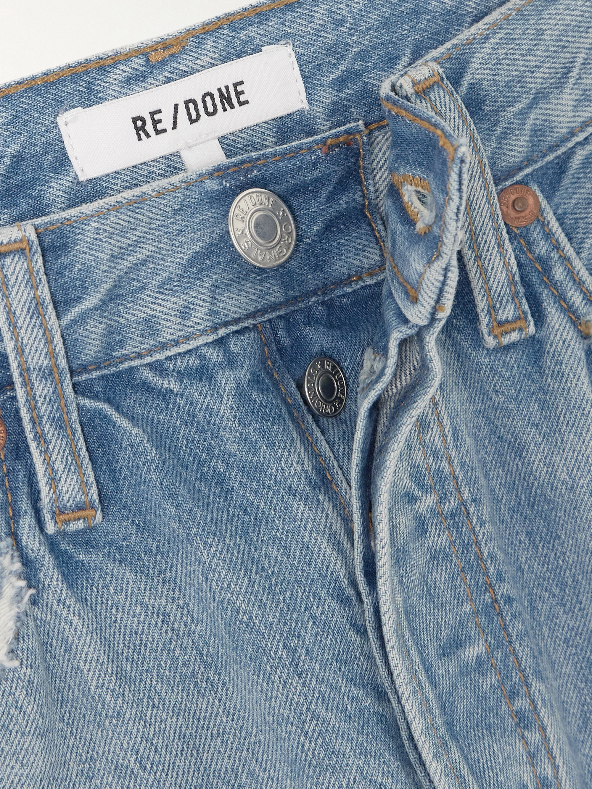 RE/DONE 90s distressed organic high-rise straight-leg jeans