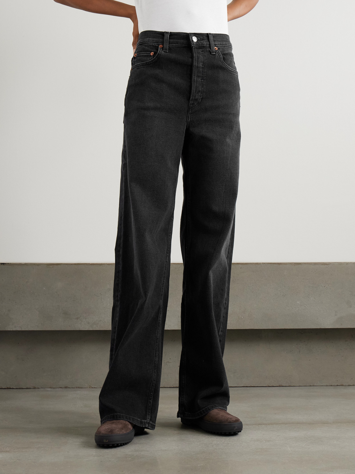 Re/done The Marielou High-rise Wide-leg Jeans In Gray