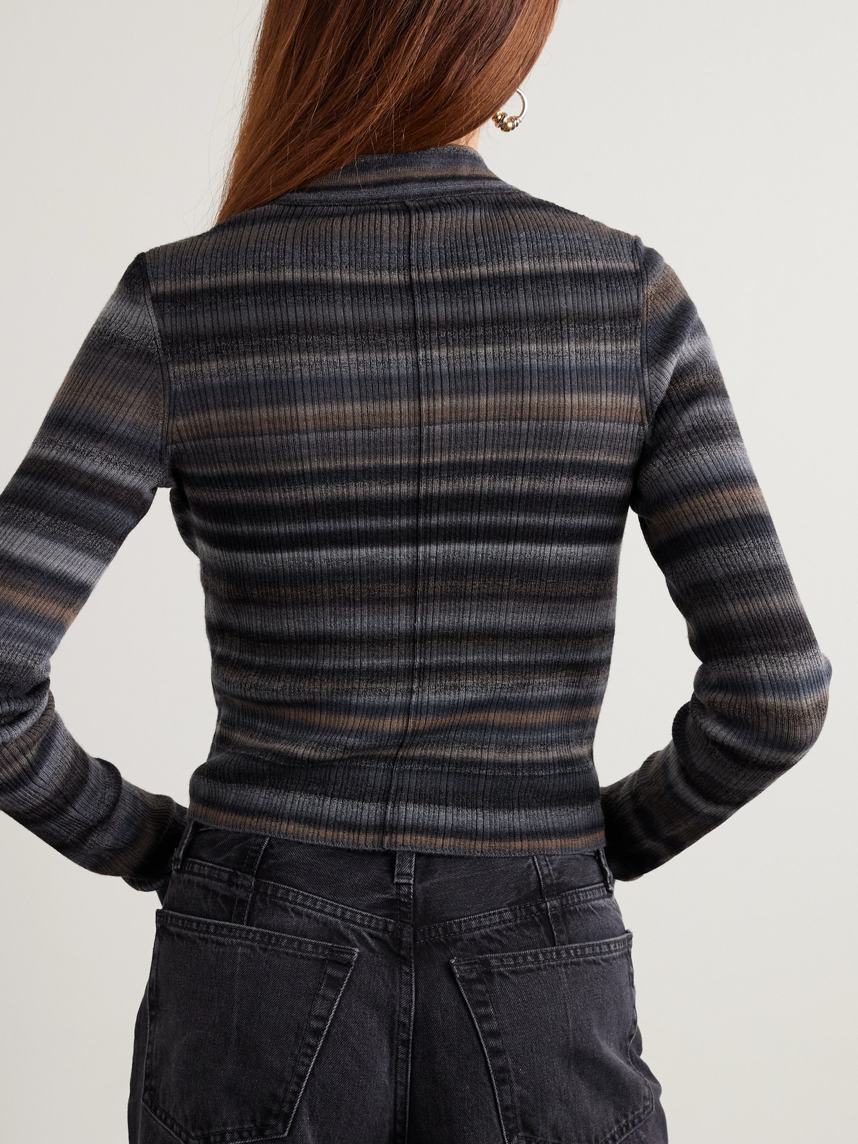 Re/done Ribbed Polo Cardigan Black Combo In Multi