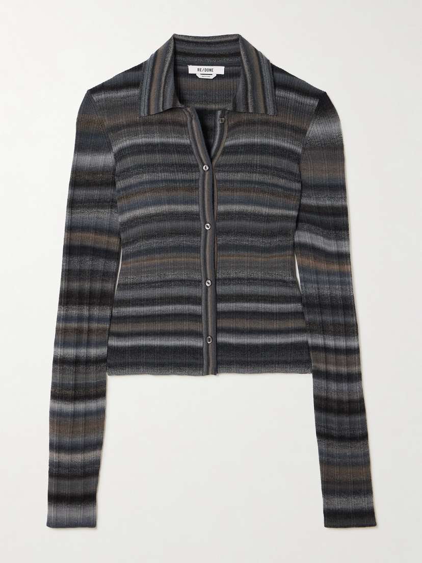 RE/DONE Cropped Striped Wool Cardigan