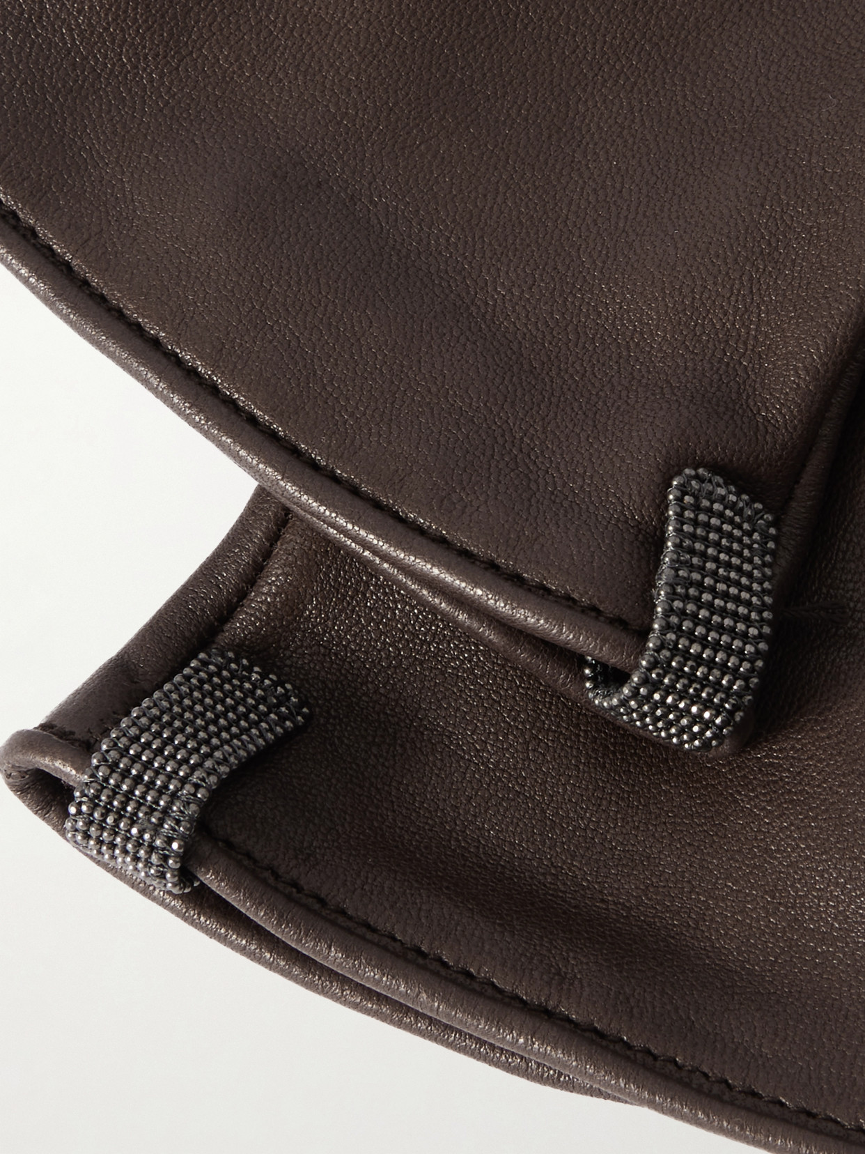 Brunello Cucinelli Bead-embellished Leather Gloves