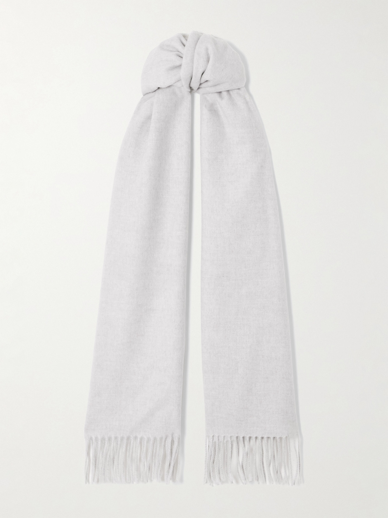 Brunello Cucinelli Fringed Cashmere Scarf In Gray