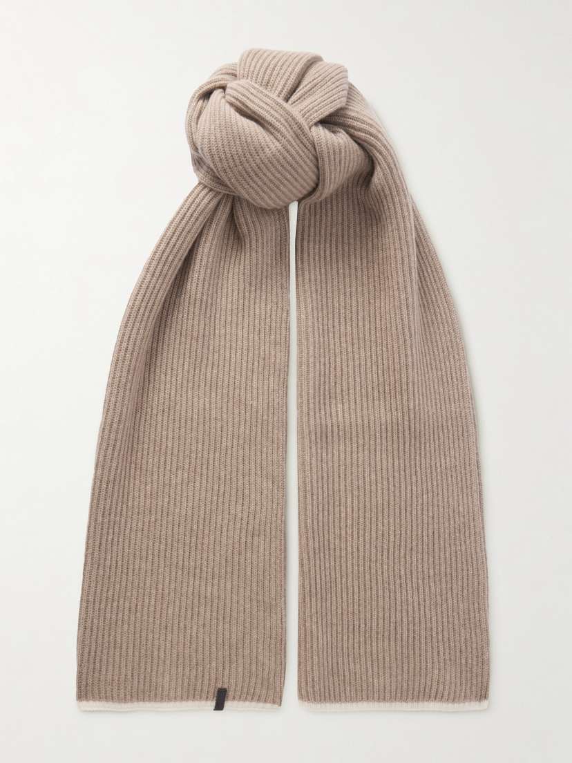 Brunello Cucinelli Bead-embellished Ribbed Cashmere Scarf
