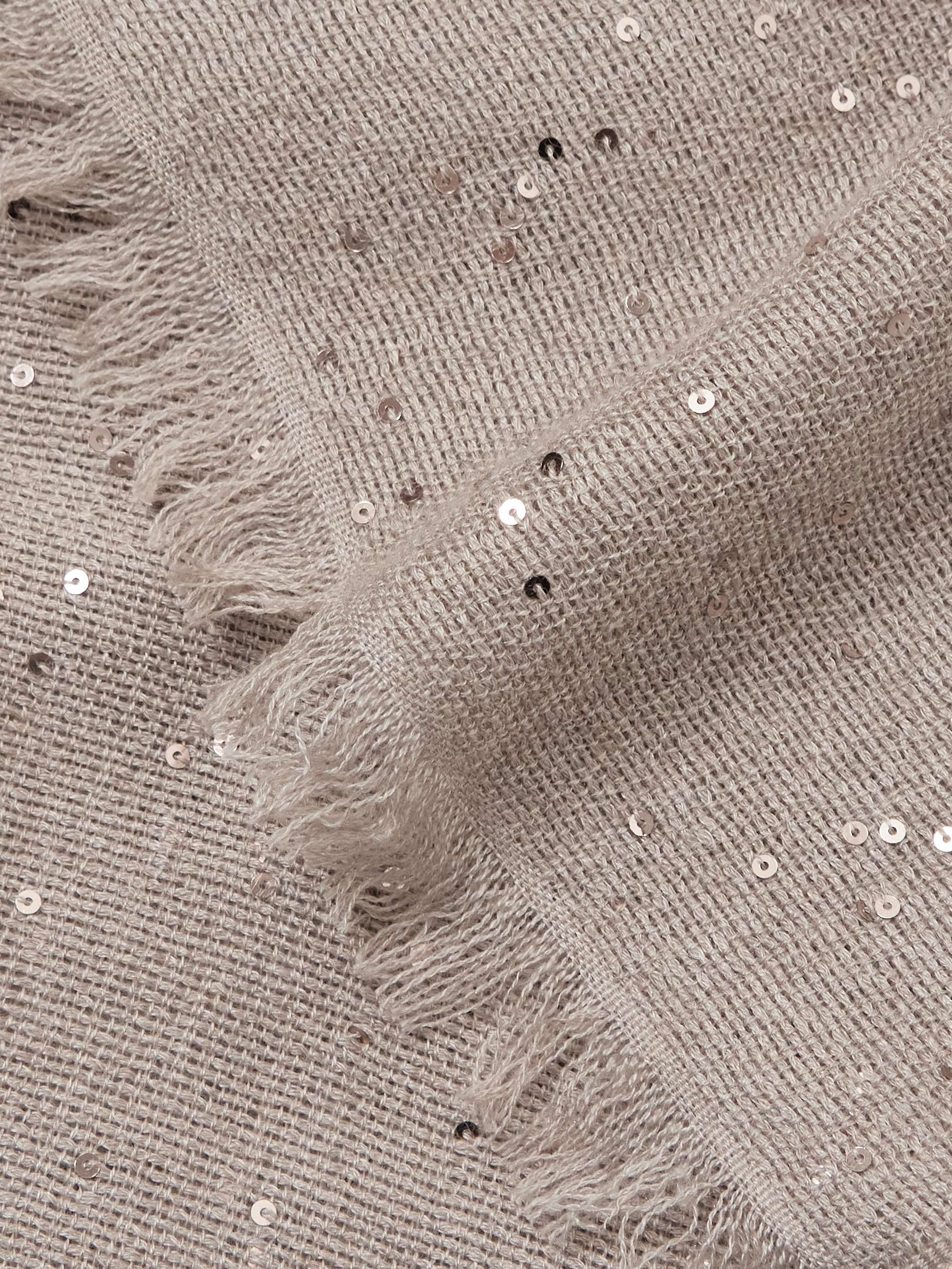 BRUNELLO CUCINELLI Sequined cashmere and silk-blend scarf
