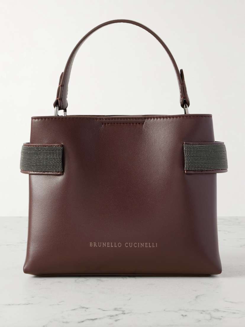 Brunello Cucinelli Mini Bead-embellished Leather Tote