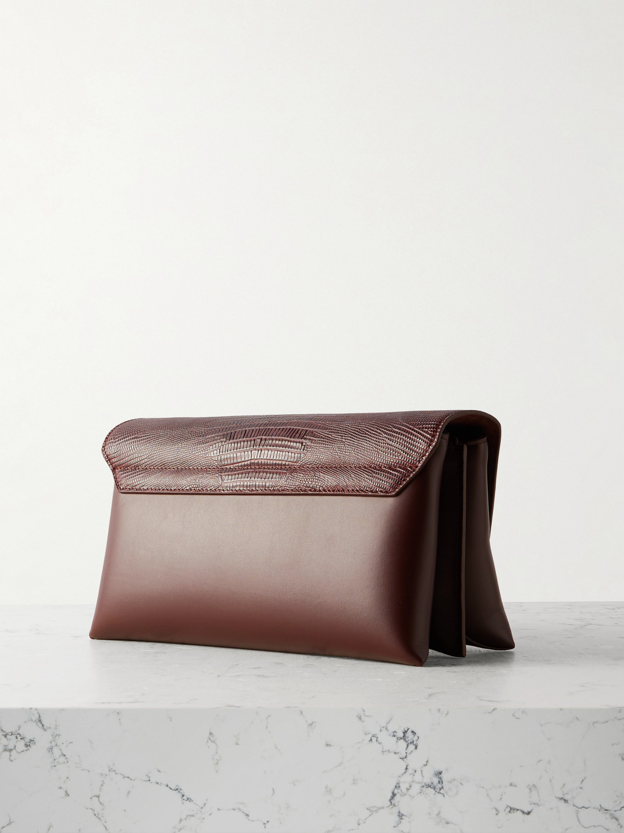 Brunello Cucinelli Smooth And Lizard-effect Leather Shoulder Bag