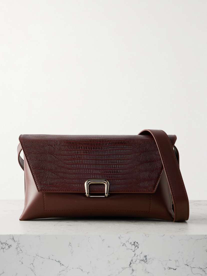 Brunello Cucinelli Smooth And Lizard-effect Leather Shoulder Bag