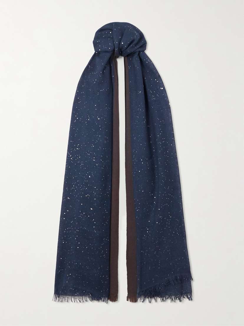 Brunello Cucinelli Sequined Cashmere And Silk-blend Scarf