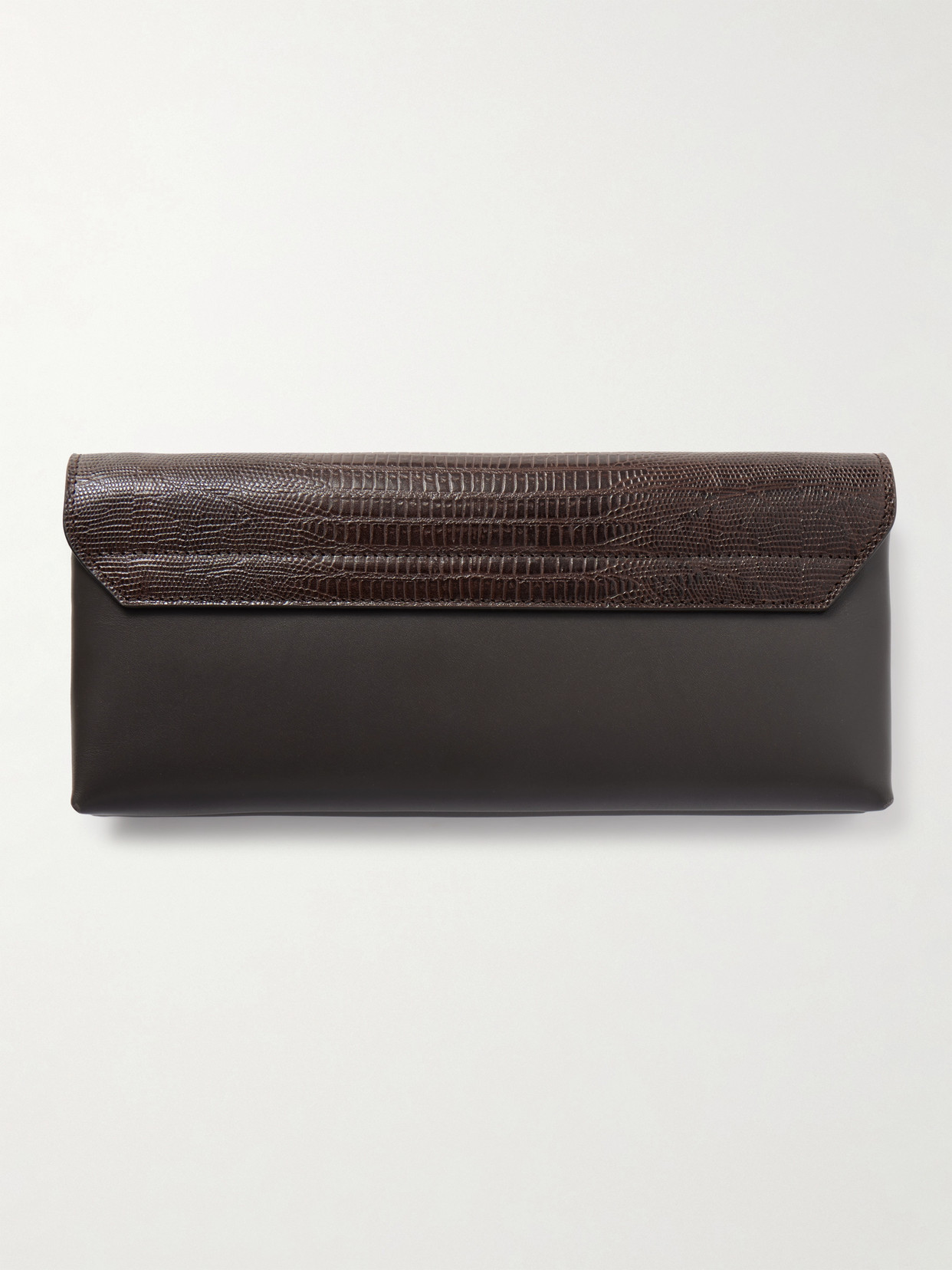 Brunello Cucinelli Lizard-effect And Smooth Leather Clutch
