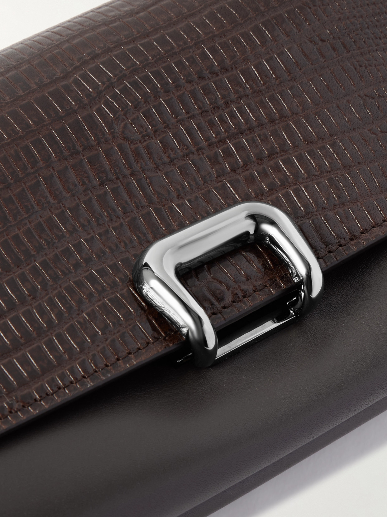Brunello Cucinelli Lizard-effect And Smooth Leather Clutch
