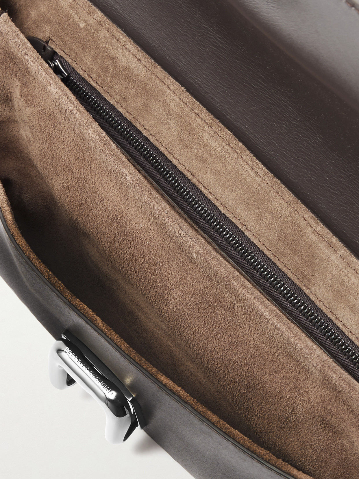 Brunello Cucinelli Lizard-effect And Smooth Leather Clutch
