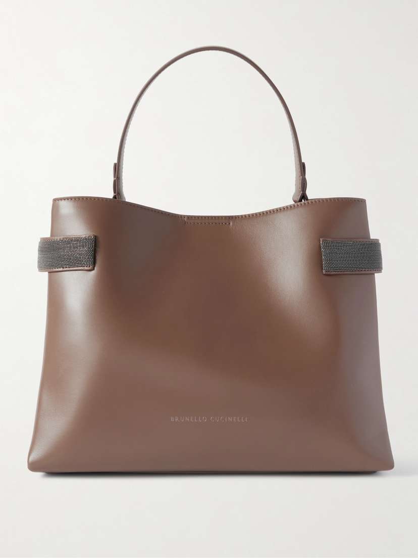 Brunello Cucinelli Bead-embellished Leather Shoulder Bag