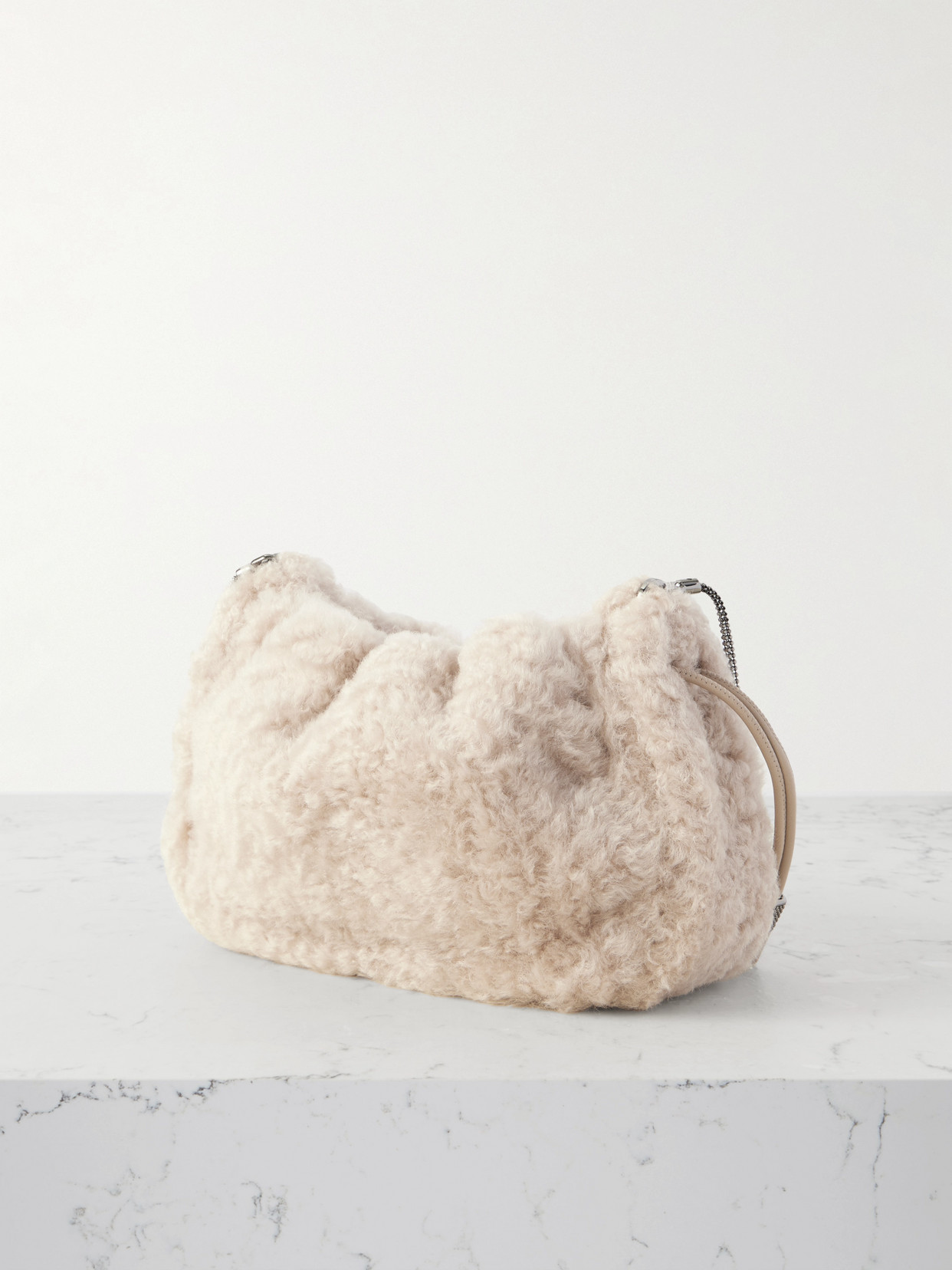 Brunello Cucinelli Women Mellow Mini Shearling Shoulder Bag In Neutral