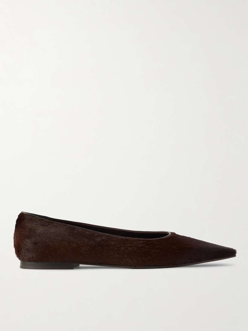 Brunello Cucinelli Leather-trimmed Calf Hair Point-toe Flats