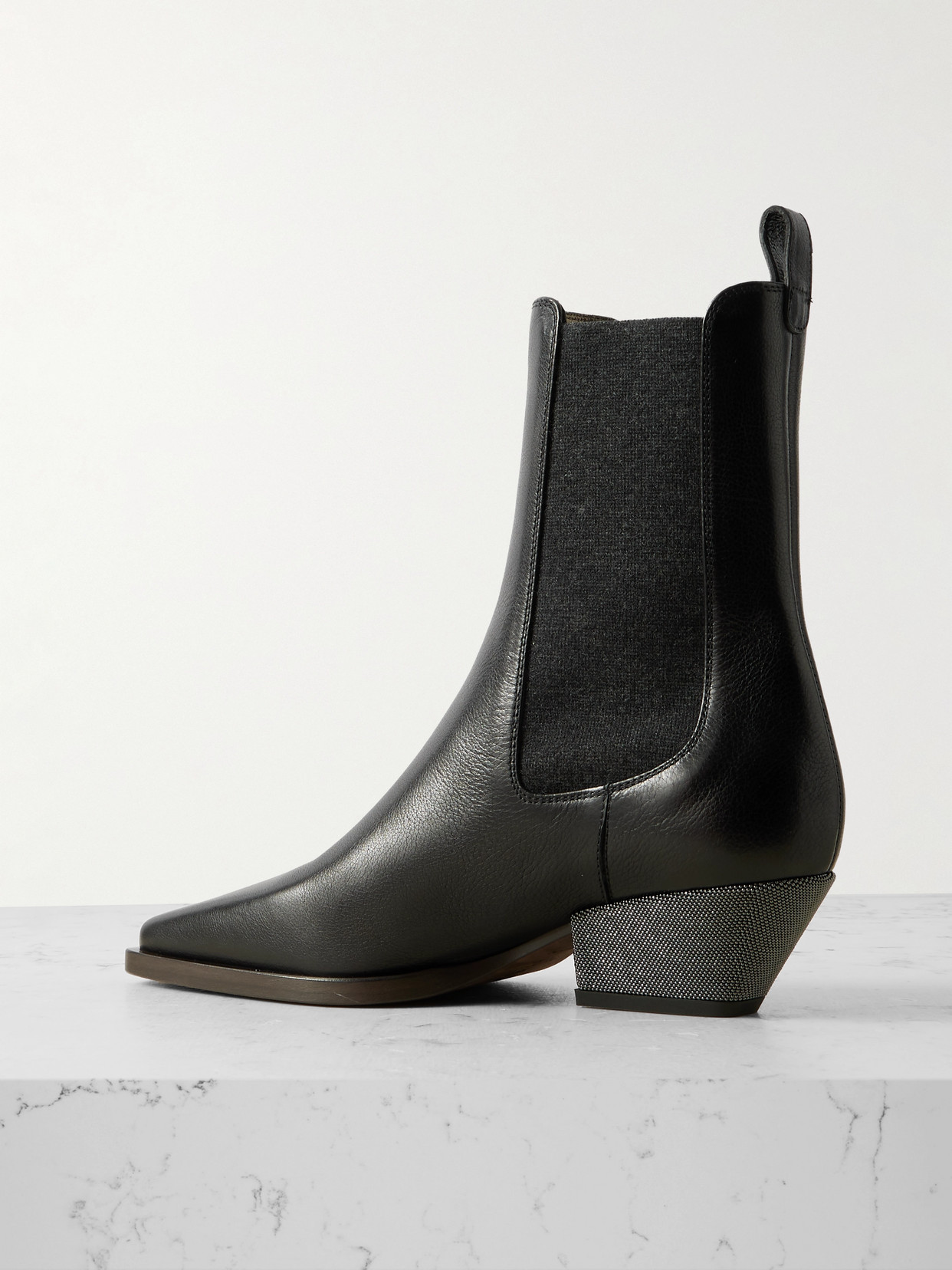 Bead-Embellished Ankle Boots