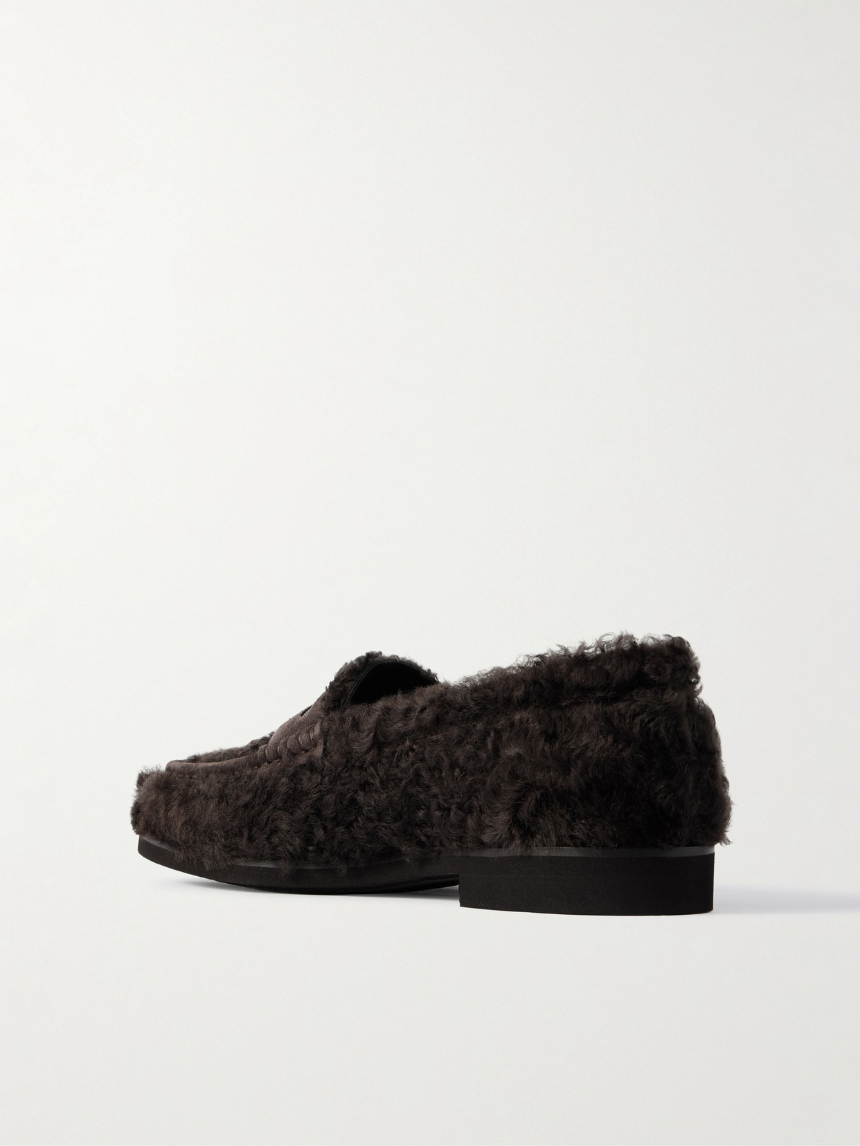 Brunello Cucinelli Bead-embellished Suede-trimmed Shearling Loafers
