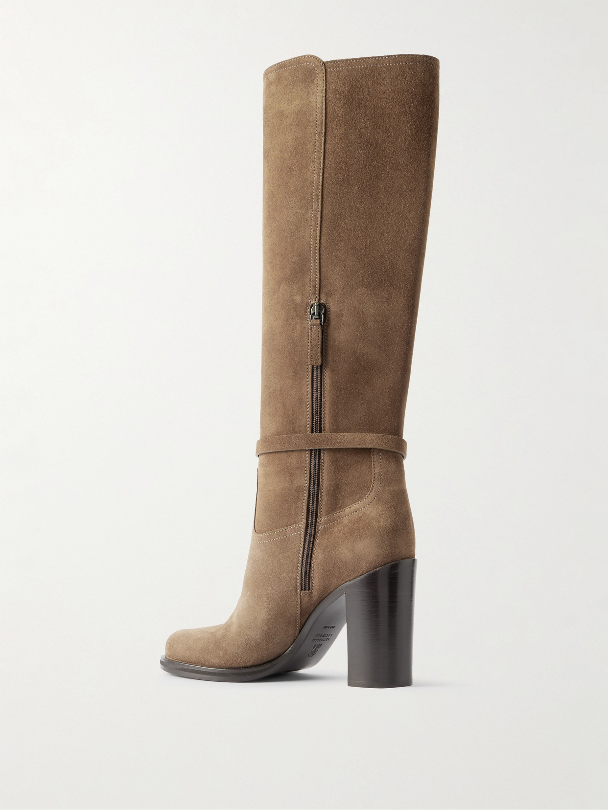 Brunello Cucinelli Suede Knee Boots In Brown