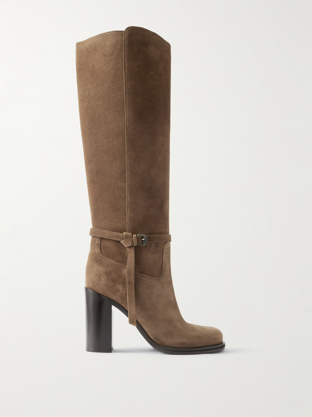Brunello Cucinelli Suede Knee Boots In Brown