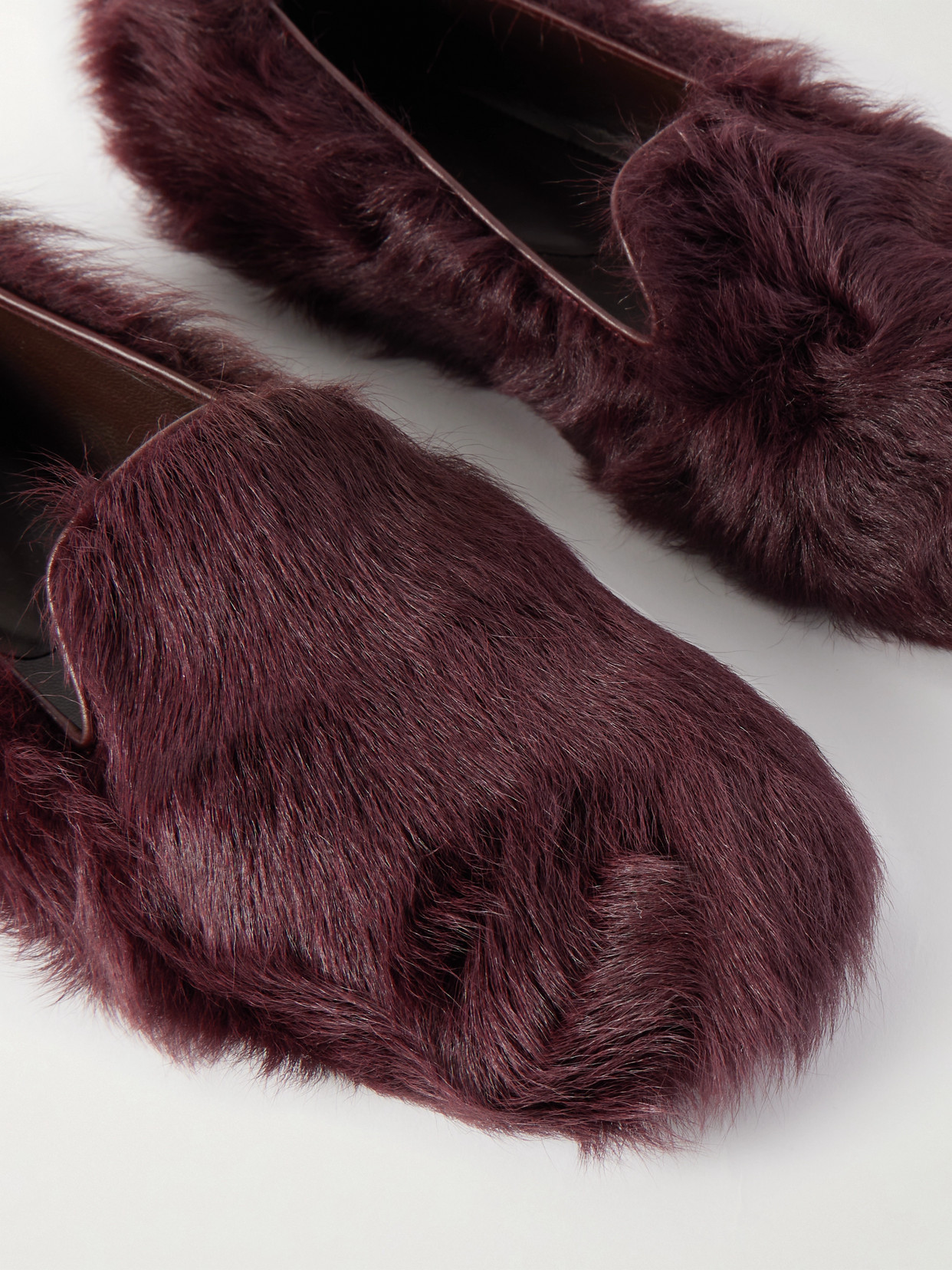 Brunello Cucinelli Shearling Loafers In Burgundy