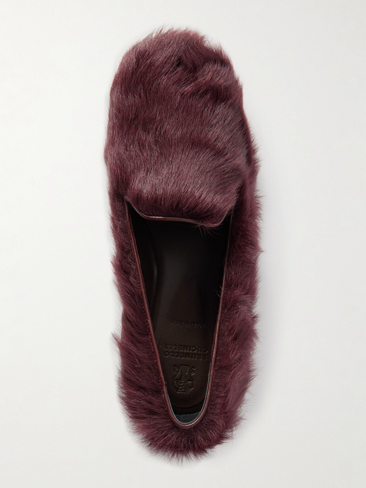 Brunello Cucinelli Shearling Loafers In Burgundy