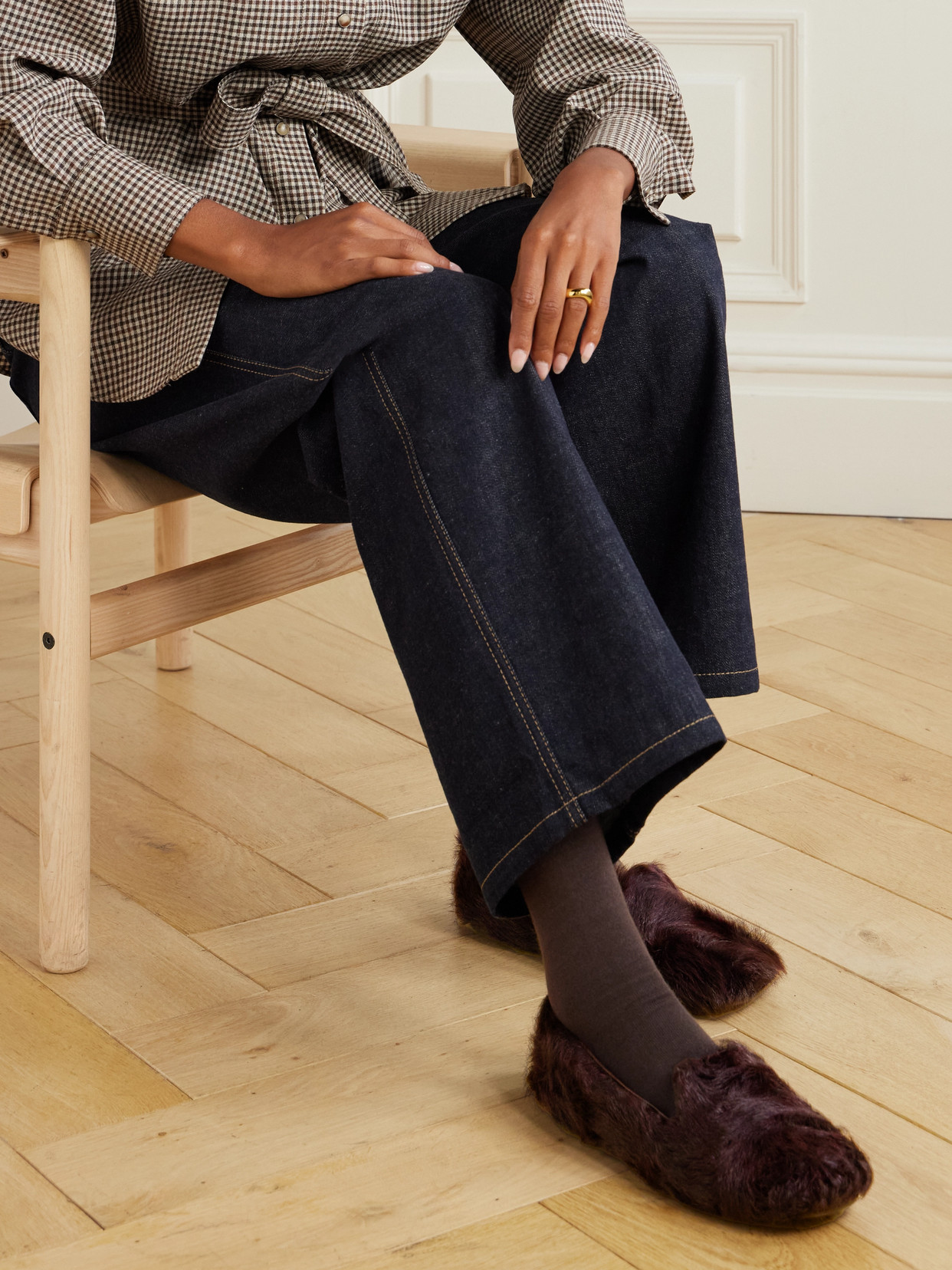 Brunello Cucinelli Shearling Loafers In Burgundy