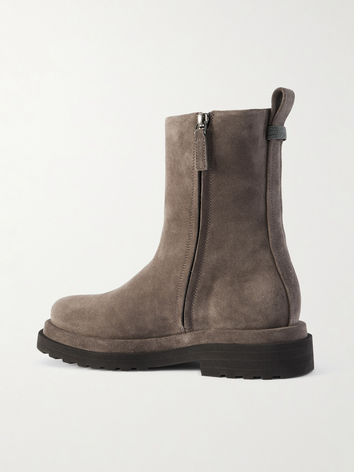 Brunello Cucinelli Bead-embellished Suede Ankle Boots