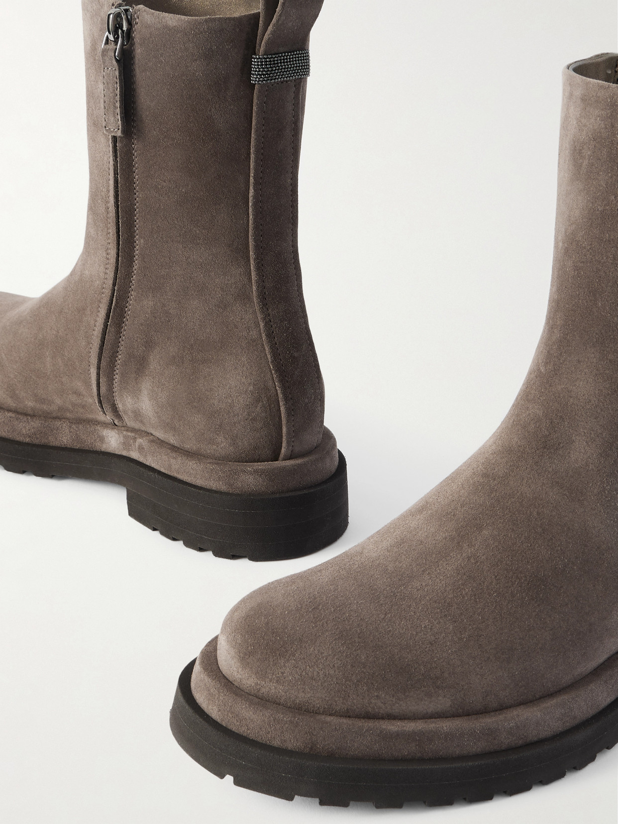 Brunello Cucinelli Bead-embellished Suede Ankle Boots