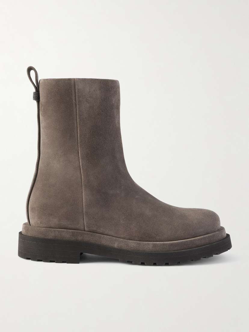 Brunello Cucinelli — Bead-embellished suede ankle boots