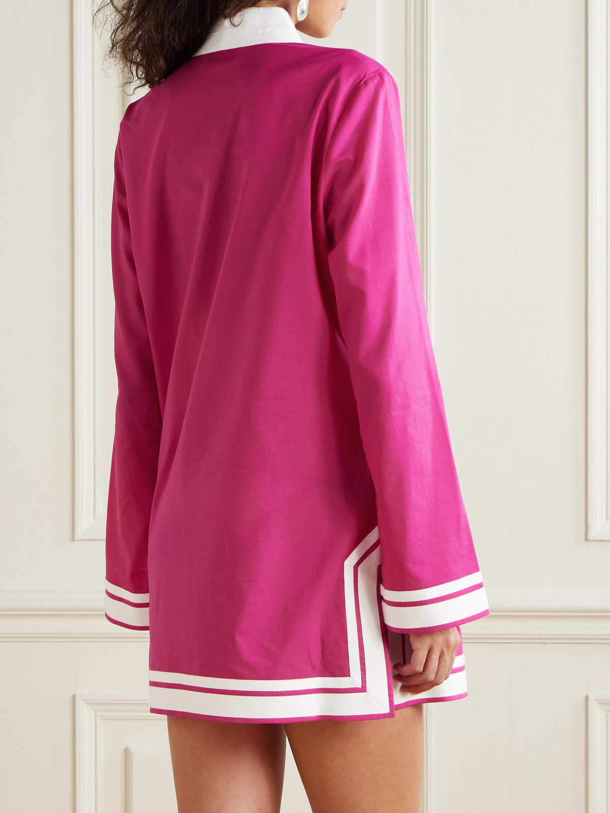 Tory Burch Tasseled Herringbone Twill-trimmed Cotton-voile Tunic