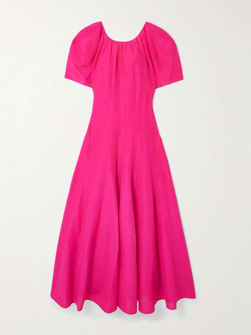 Tory Burch Gathered Woven Midi Dress