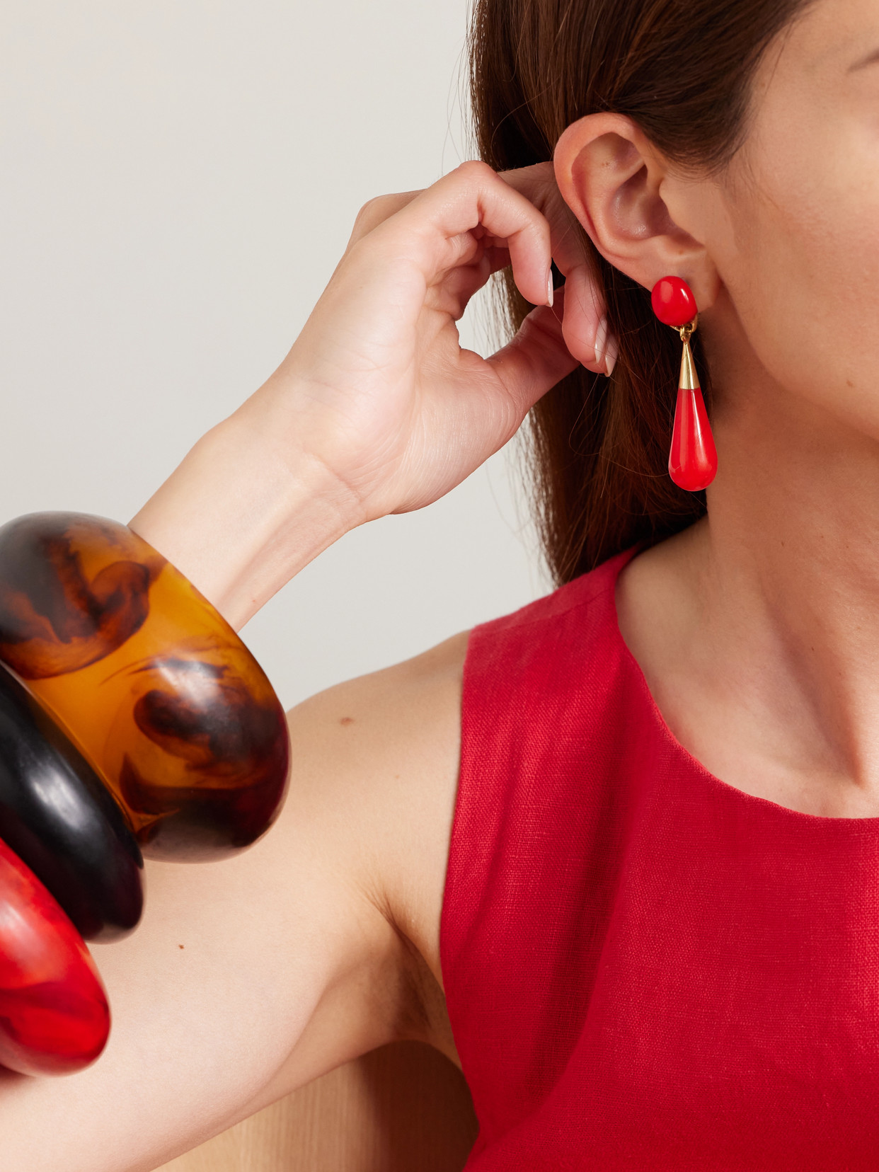 Dinosaur Designs Dew Drop Medium Gold-tone And Resin Earrings