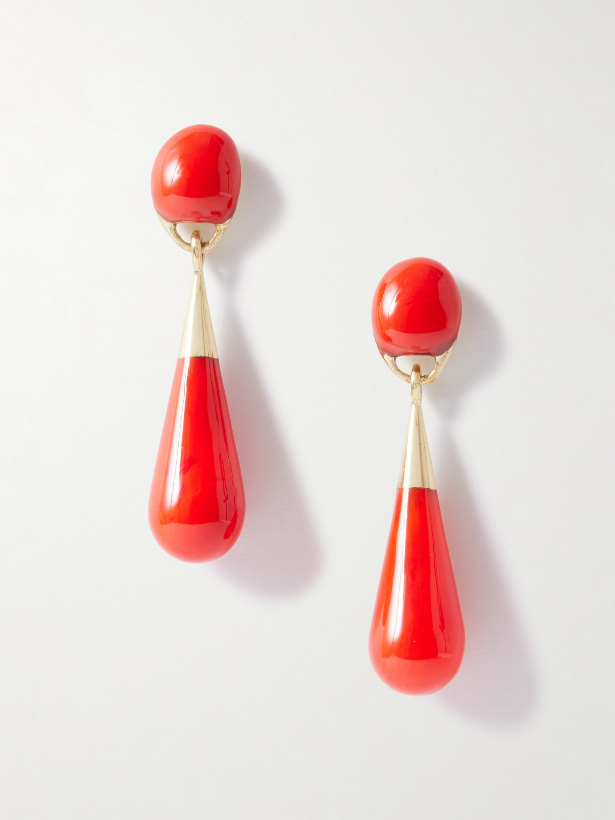 Dinosaur Designs Dew Drop Medium Gold-tone And Resin Earrings