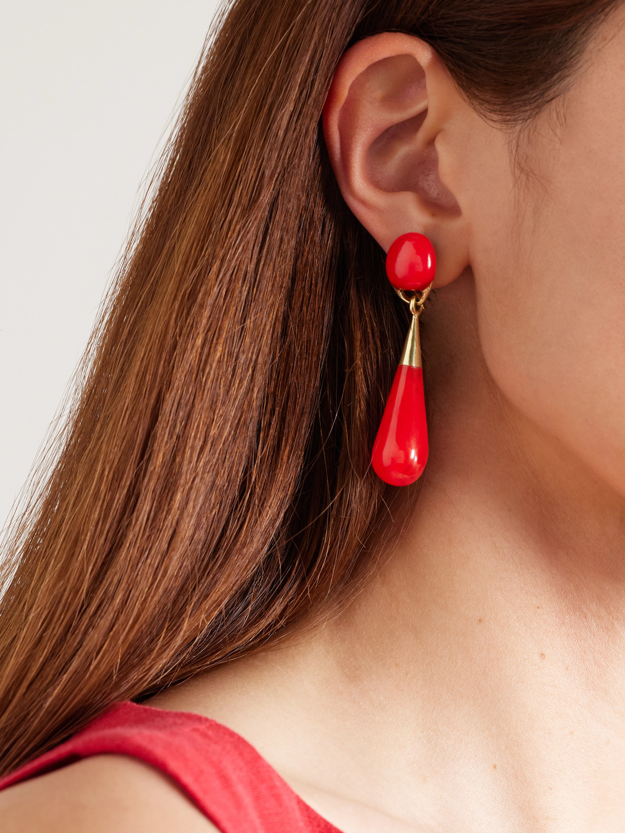 Dinosaur Designs Dew Drop Medium Gold-tone And Resin Earrings