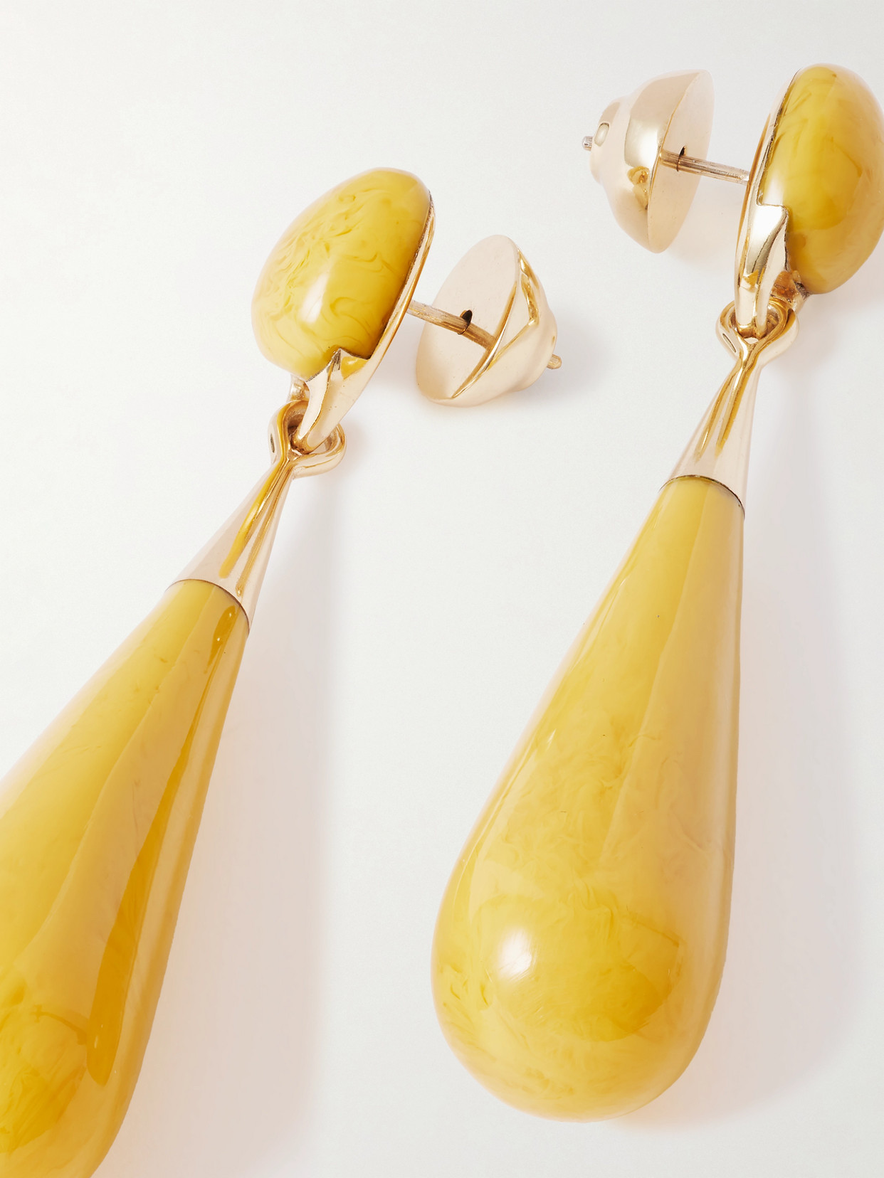 Dinosaur Designs Dew Drop Large Gold-tone Resin Earrings