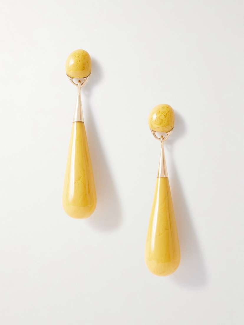 Dinosaur Designs Dew Drop Large Gold-tone Resin Earrings