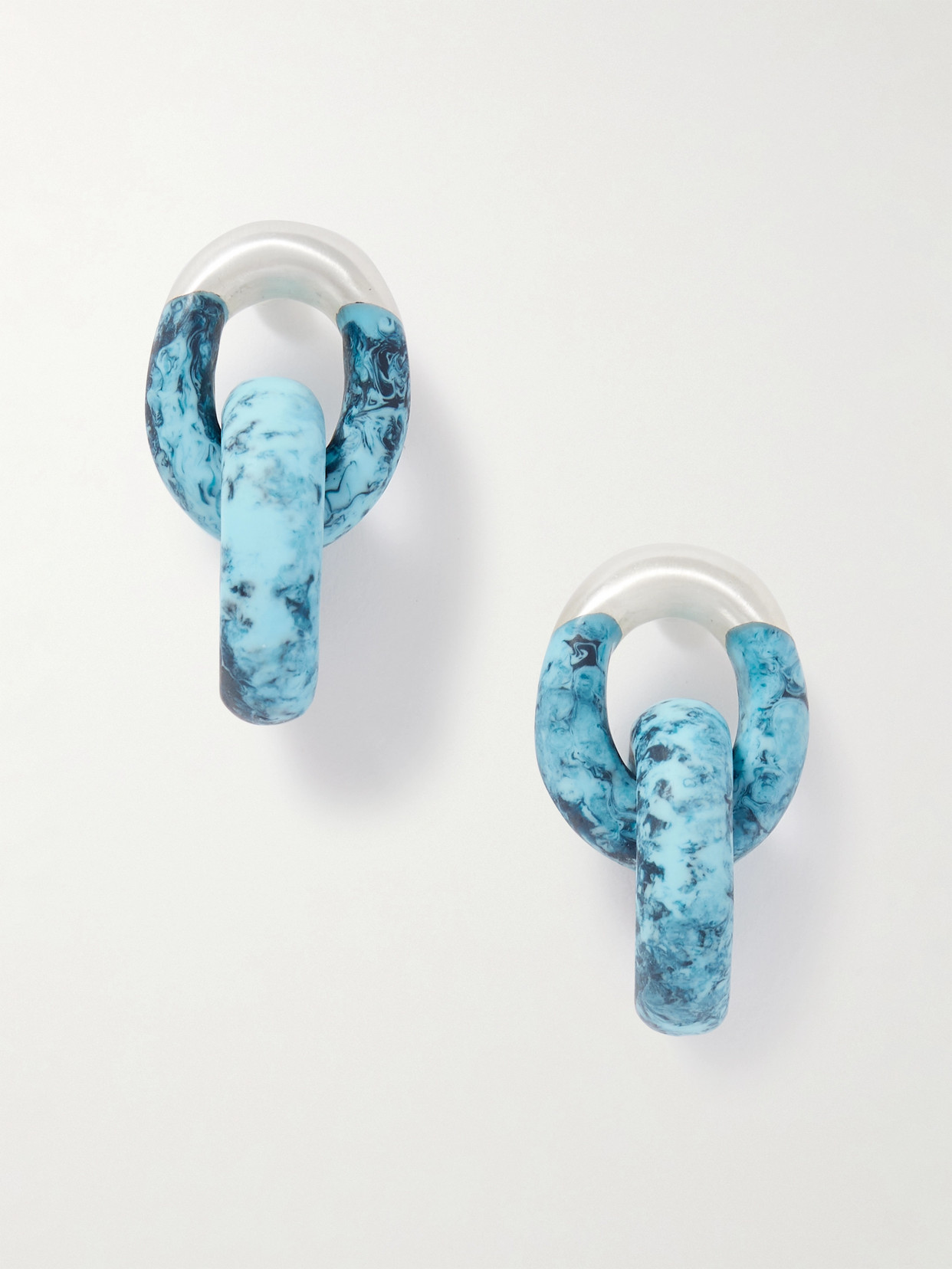 Dinosaur Designs - Rock Small Silver-plated And Resin Earrings - Sky blue