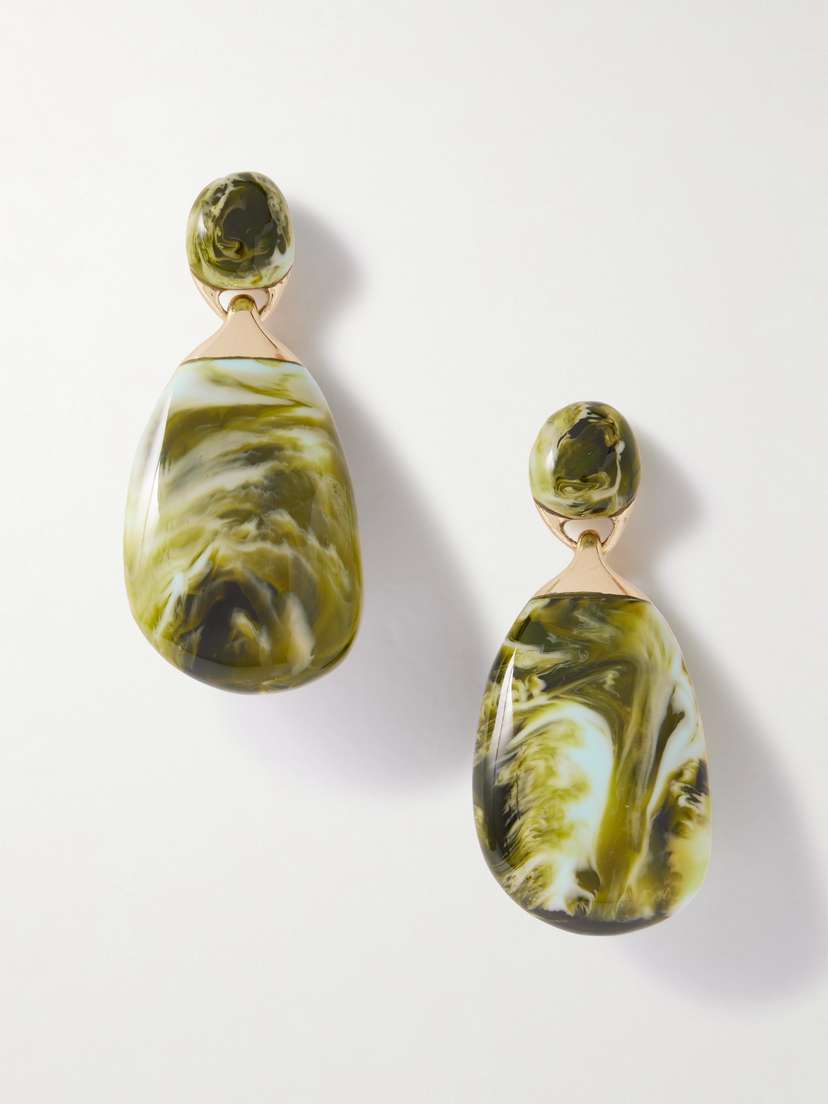 Dinosaur Designs River Rock Large Gold-tone Resin Earrings