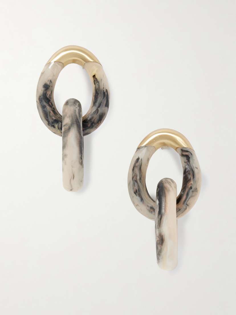 Dinosaur Designs Rock Large Gold-tone Resin Earrings