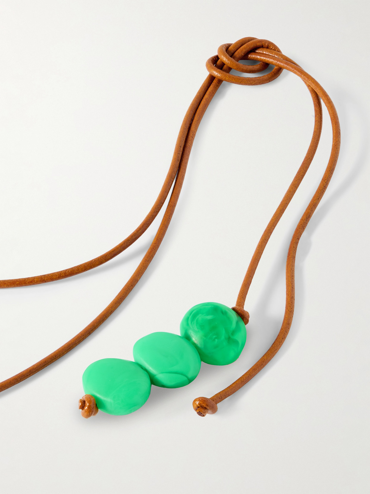 Dinosaur Designs Rock Cluster Leather, Resin And Gold-tone Necklace