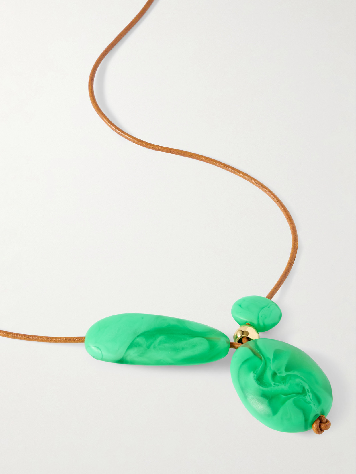 Dinosaur Designs Rock Cluster Leather, Resin And Gold-tone Necklace