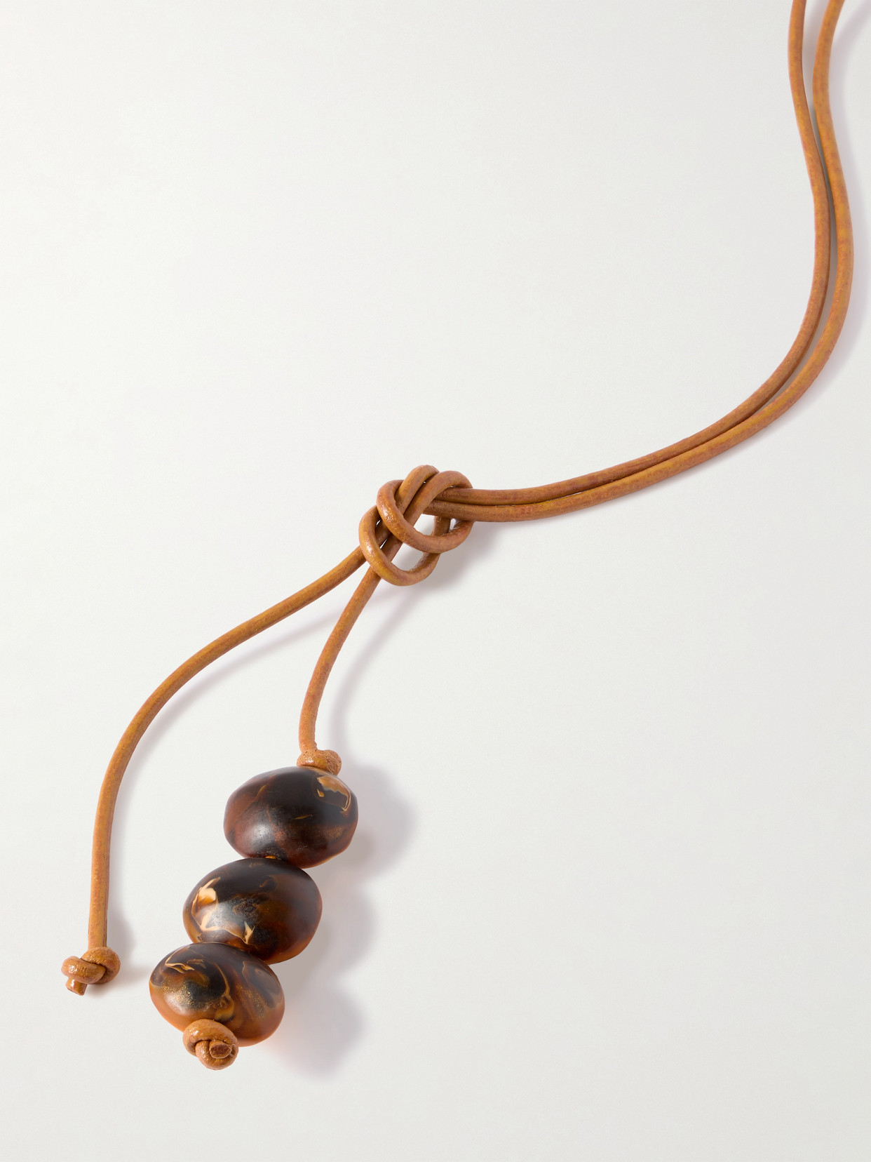 Dinosaur Designs Rock Cluster Leather, Resin And Gold-tone Necklace