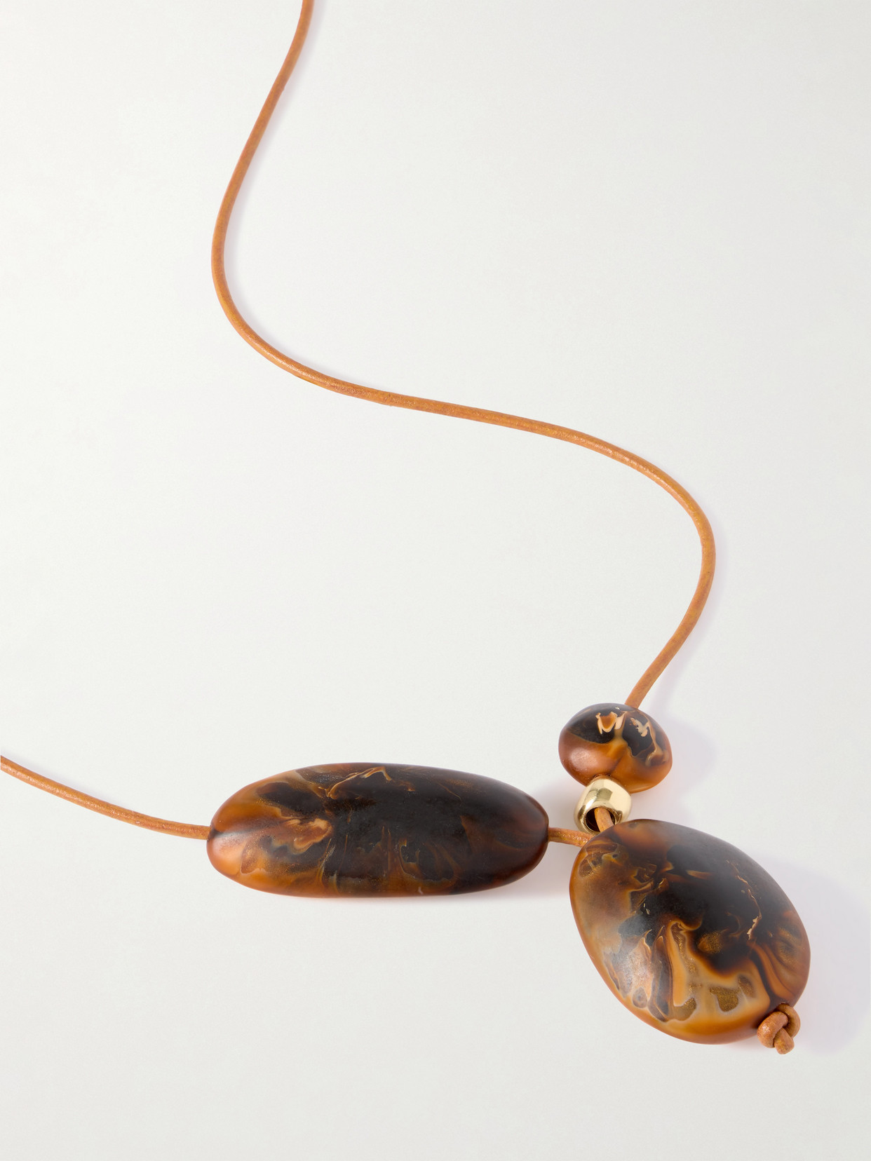 Dinosaur Designs Rock Cluster Leather, Resin And Gold-tone Necklace