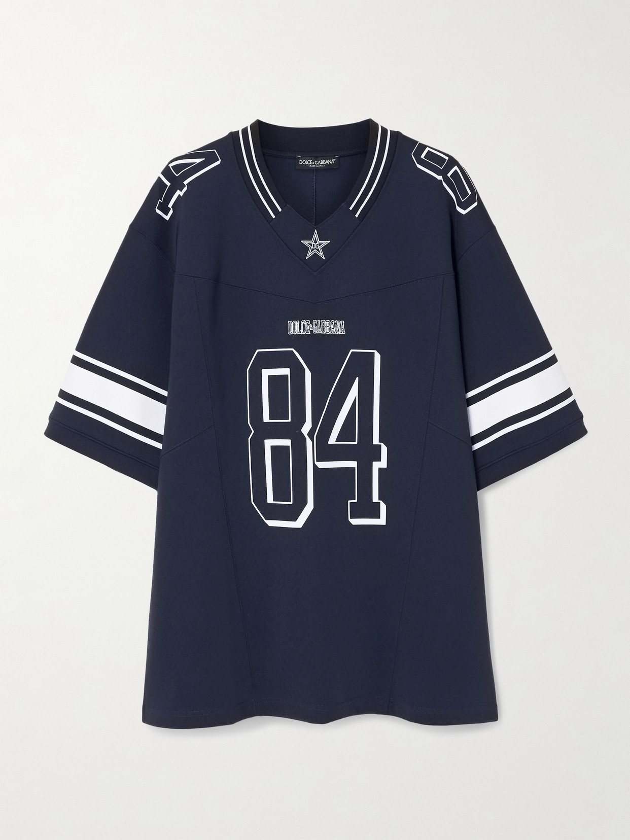 Dolce & Gabbana Oversized Printed Stretch-jersey T-shirt In Blue