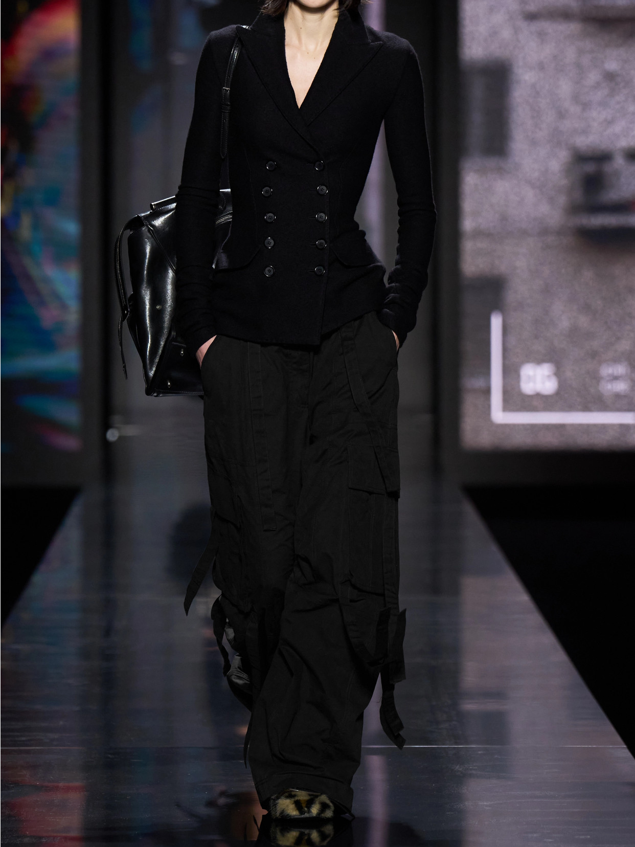 Dolce & Gabbana Tie-detailed Waxed-faille Cargo Pants In Black