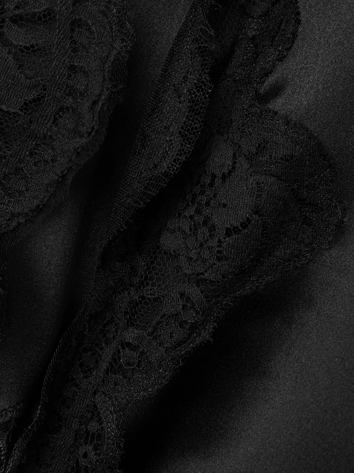 Dolce & Gabbana Lace-trimmed Silk-blend Satin Mini Dress In Black